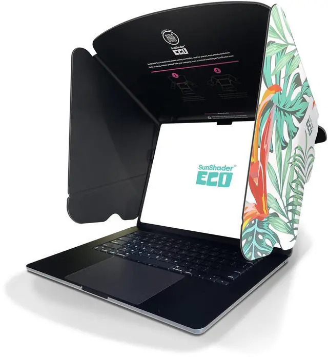 Main image of Laptop Sun Shade (L, Jungle), SunShader Eco, Recyclable Multi-Layered Cardboard Laptop Sun Shade for Working Outside & Privacy Screen - Patent 10963010