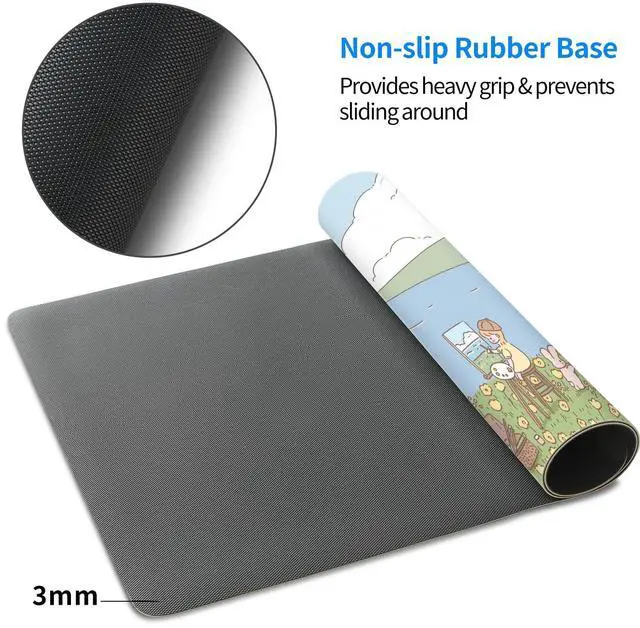 Alt view image 5 of 5 - MAYCARI Cute Desk Mat Kawaii Mousepad, Anime Aesthetics Desk Pad XXL Cute Green Blue Nature Mouse Pad Computer Keyboard Mat, Office Desk Pad Protector 31.5"X15.7"