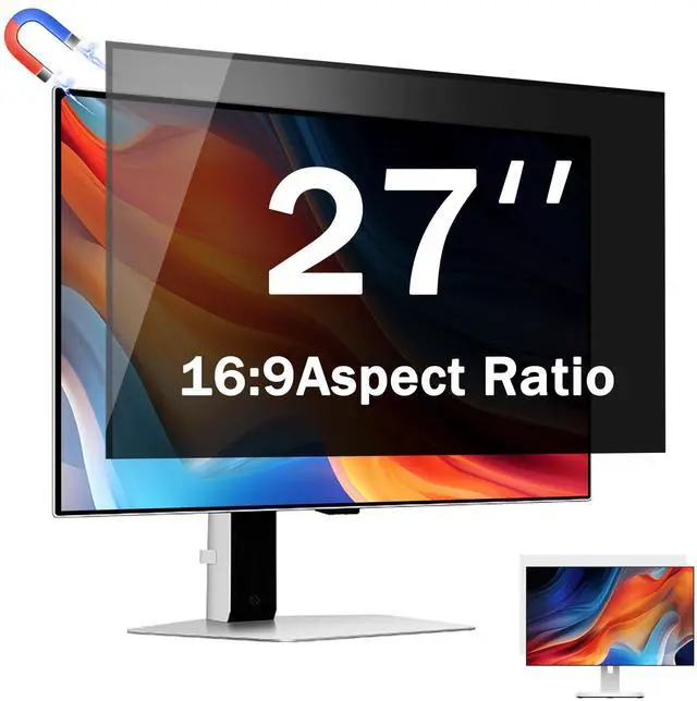 Main image of 27 Inch Magnetic Computer Privacy Screen for 16:9 Widescreen Monitor, Removable Privacy Screen Anti Glare Blue Light Privacy Screen Monitor 27 inch, Anti-Scratch