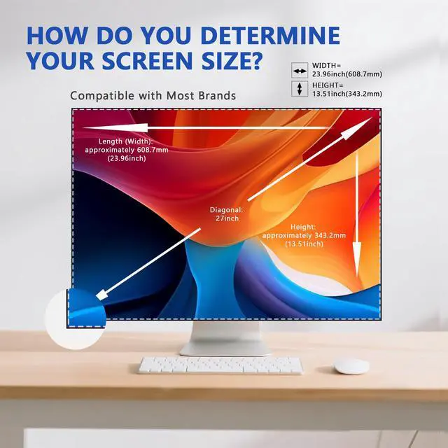 Alt view image 2 of 5 - 27 Inch Magnetic Computer Privacy Screen for 16:9 Widescreen Monitor, Removable Privacy Screen Anti Glare Blue Light Privacy Screen Monitor 27 inch, Anti-Scratch