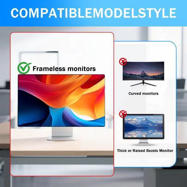 Alt view image 4 of 5 - 27 Inch Magnetic Computer Privacy Screen for 16:9 Widescreen Monitor, Removable Privacy Screen Anti Glare Blue Light Privacy Screen Monitor 27 inch, Anti-Scratch