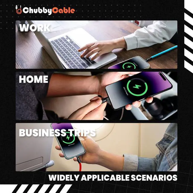 Alt view image 5 of 5 - chubbycable Black Chubby Pro - Samurai Cable 240W USB-C Cable Silicone Fast Charging USB C Charger Cord Compatible with iPhone 16/15 Series iPad Galaxy Series, Pink, Type-C to Type-C, 6.6FT