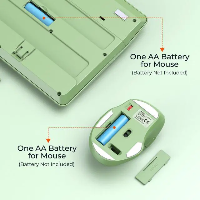Alt view image 5 of 5 - MEETION Green Wireless Keyboard and Mouse, 2.4G USB Receiver Plug-and-Play, Computer Keyboard with Wrist Support, 3 Level DPI Mouse, Long Time Lasting Battery for PC/Mac/Windows/Laptop, Green
