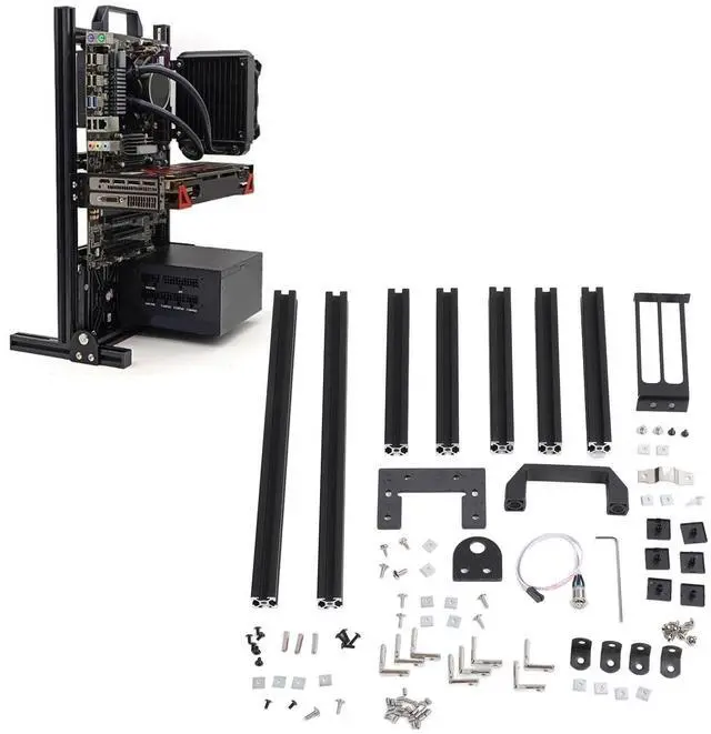 Main image of DIY Computer Motherboard Case Rack, Computer ATX Open Motherboard Rack, Vertical Open Aluminum Frame Chassis Rack, Open Chassis Support Bracket with Good Heat Dissipation