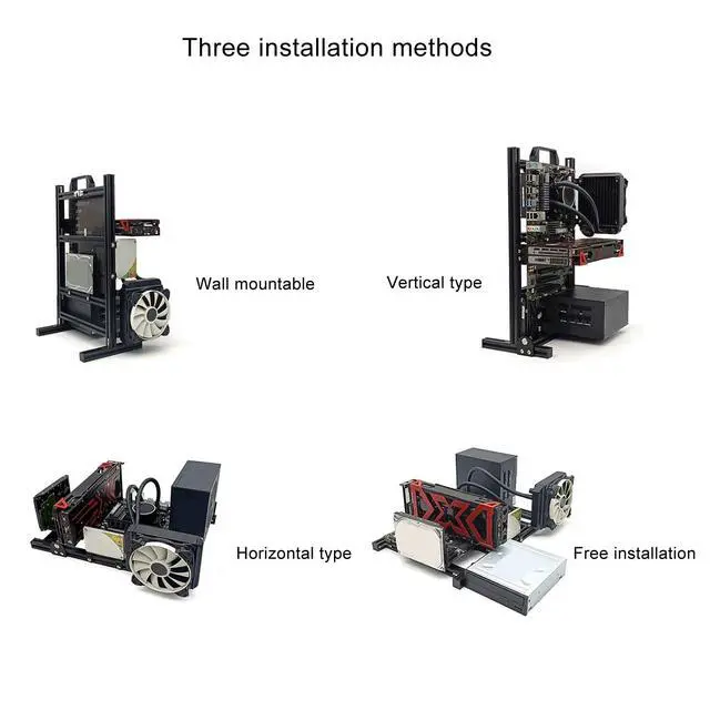 Alt view image 5 of 5 - DIY Computer Motherboard Case Rack, Computer ATX Open Motherboard Rack, Vertical Open Aluminum Frame Chassis Rack, Open Chassis Support Bracket with Good Heat Dissipation