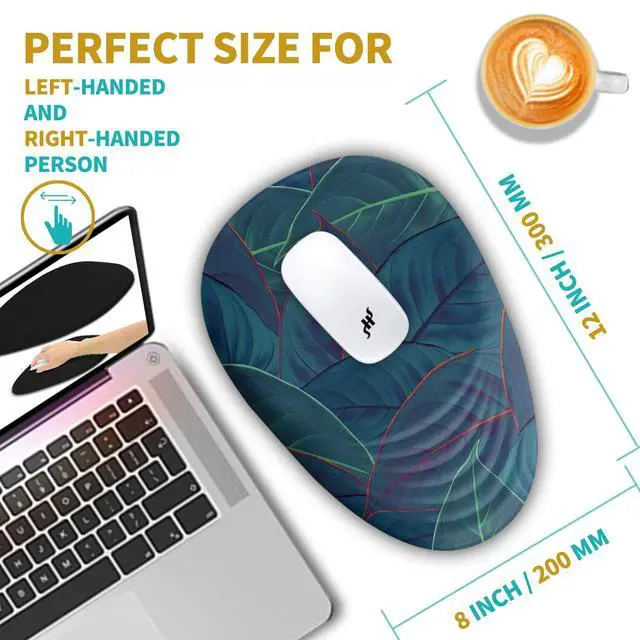 Alt view image 4 of 5 - Hokafenle Ergonomic Mouse Pad Wrist Support with Stepped-Wedge Design, Wrist Rest Pain Relief Mousepad Filled with Memory Foam, Carpal Tunnel Mousepad for Wireless Mouse(12x8 inch, Green Leaves)