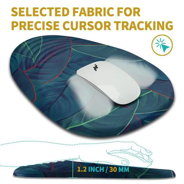 Alt view image 5 of 5 - Hokafenle Ergonomic Mouse Pad Wrist Support with Stepped-Wedge Design, Wrist Rest Pain Relief Mousepad Filled with Memory Foam, Carpal Tunnel Mousepad for Wireless Mouse(12x8 inch, Green Leaves)