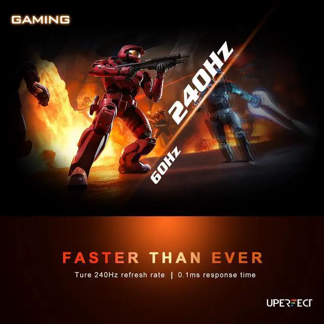 Alt view image 2 of 5 - UPERFECT 24.5" Portable Monitor 240Hz Gaming Monitor 1200:1 Contrast FreeSync 1ms Fast IPS Large Screen, Built-in 180° Adjustable Stand/VESA, USB-C HDMI Second Screen for Laptop, Phone, Game Console