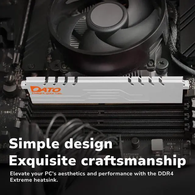 Alt view image 3 of 5 - DATO 16GB DDR4 RAM 8GBx2 3200MHz DIMM with Heatsink PC4-25600 3200 CL16 1.35V 288-Pin Non-ECC UDIMM Desktop Memory Module for Gaming - Extreme White