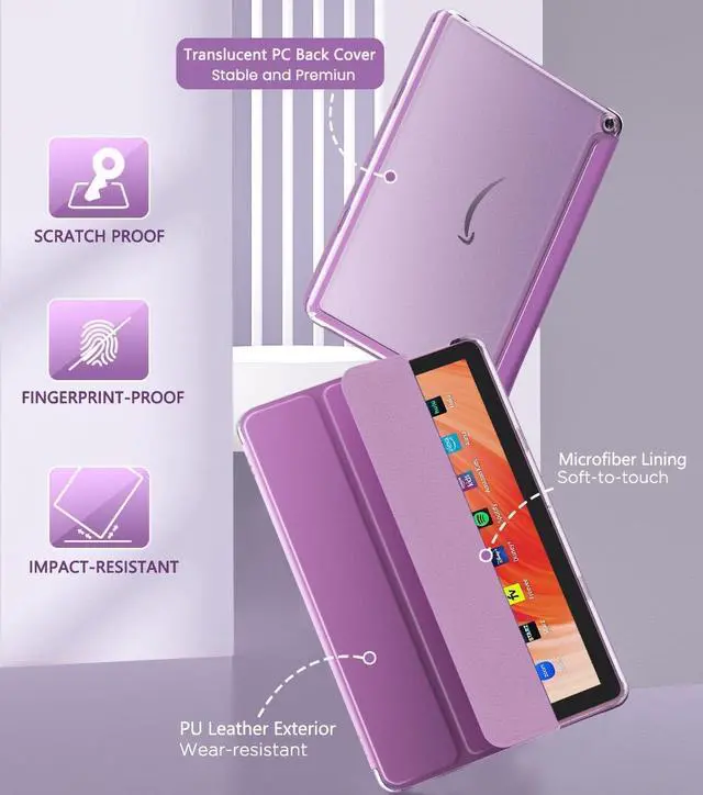 Alt view image 3 of 5 - MoKo Case for All-New Amazon Kindle Fire HD 10 Tablet (13th Generation, 2023 Release) 10.1", PU Leather Trifold Stand Cover for Fire Tablet 10 2023, Auto Wake/Sleep, Purple