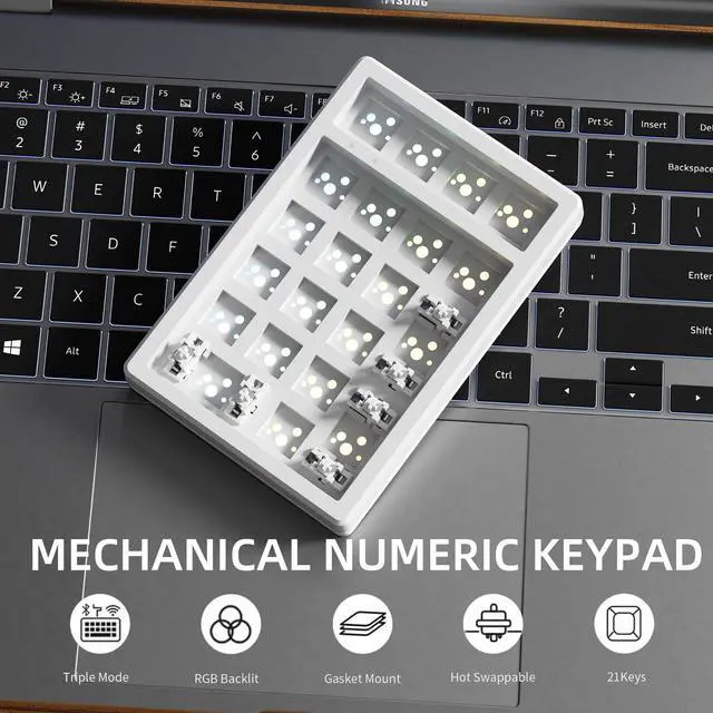 Alt view image 5 of 5 - KEYCOOL K21 Mechanical Number Keypad Wireless Numeric Keyboard, Hot-swappable Bluetooth Numpad 5.0/2.4GHz, RGB Numerical Programmable Keyboard for Laptop Mac Win iOS Android