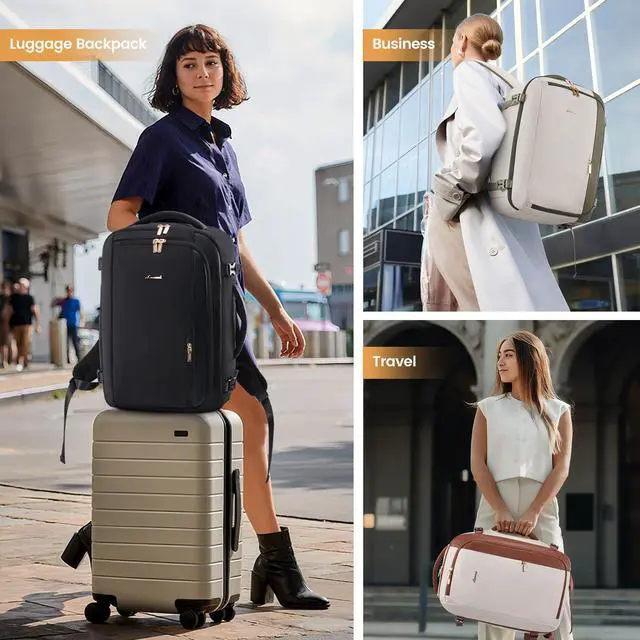 Alt view image 2 of 5 - LOVEVOOK 50L Travel Backpack for Women,Carry on Luggage Backpack Flight Approved with 3 Packing Cubes,Waterproof Personal Item Travel Bag fits 17 Inch Laptop,Overnight Weekender Business Daypack