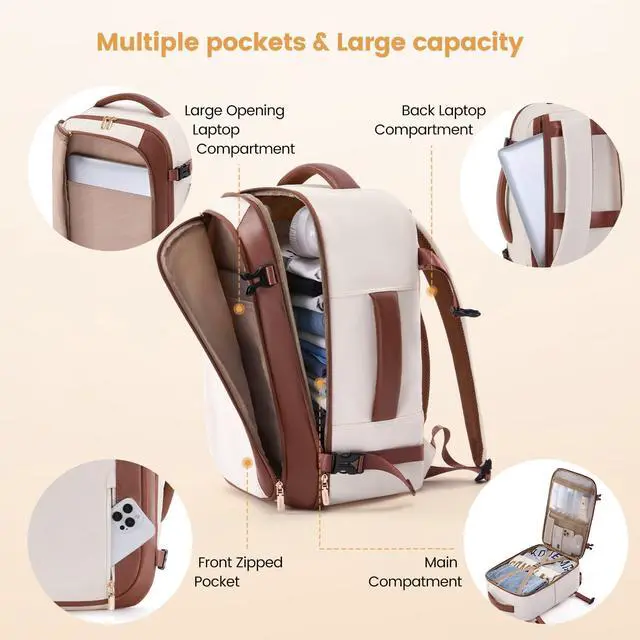 Alt view image 4 of 5 - LOVEVOOK 50L Travel Backpack for Women,Carry on Luggage Backpack Flight Approved with 3 Packing Cubes,Waterproof Personal Item Travel Bag fits 17 Inch Laptop,Overnight Weekender Business Daypack