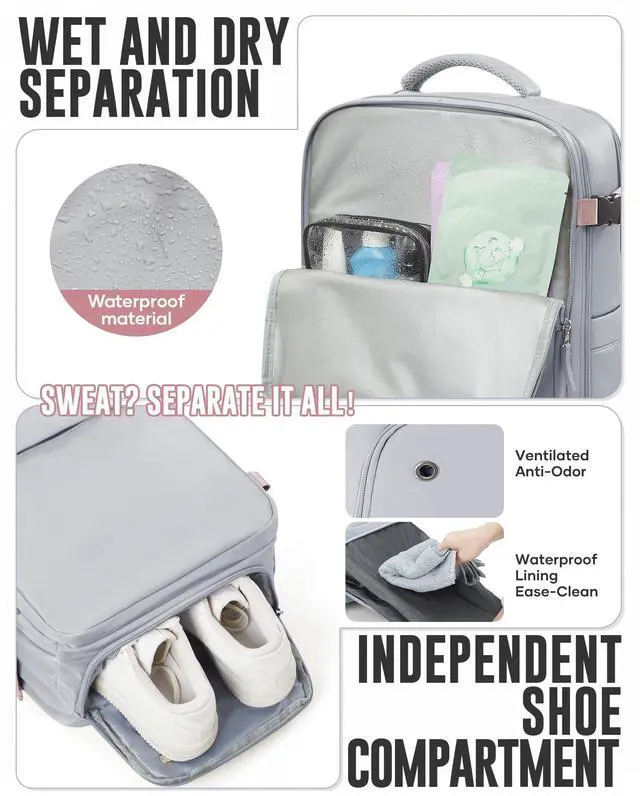 Alt view image 4 of 5 - Vacuum Backpack with Pump for Women Men, Compression Backpack for Travel, Vacpack for School Business Trip, Lightweight Airback Backpacks with Vacuum Seal, Carry On Bag for Airport( Gray Large)