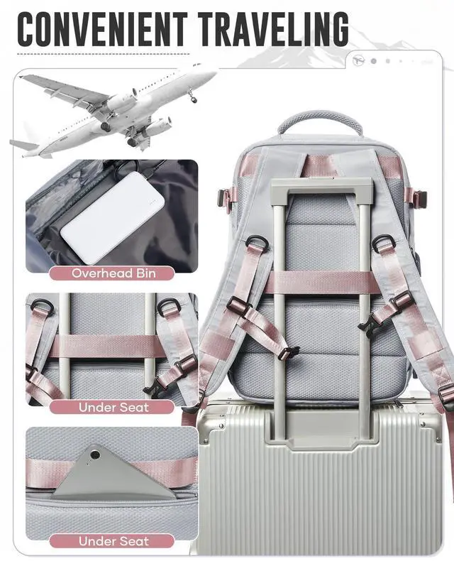 Alt view image 5 of 5 - Vacuum Backpack with Pump for Women Men, Compression Backpack for Travel, Vacpack for School Business Trip, Lightweight Airback Backpacks with Vacuum Seal, Carry On Bag for Airport( Gray Large)