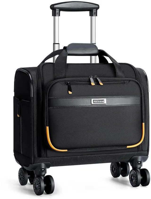 Main image of Ponhog Rolling Laptop Bag - Rolling Briefcase with 4 Spinner Wheels, 15.6 Inch 1680D Nylon Water Resistant Computer Bag for Men and Women Work Travel, Black (Black, 15.6in)