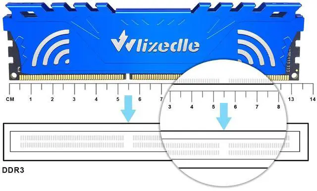 Alt view image 3 of 5 - Wlizedle DDR3 RAM 16GB Kit (2x8GB) 1333MHz CL9 UDIMM, Desktop Memory Module PC3-10600 240-Pin 1.5V 2Rx8 Dual Rank Non-ECC Unbuffered PC Computer RAM Stick Upgrade - Blue