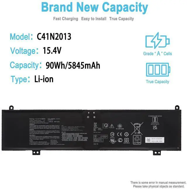 Alt view image 2 of 5 - C41N2013 Replacement Laptop Battery for Asus TUF GAMING A15 FA507 FX507 A17 707 ROG Strix Scar G533 G733 Strix G15 G513 G17 G713 G713PI Zephyrus S17 GX703 / M16 GU603 /G15 GA503 ProArt C41N2013-1