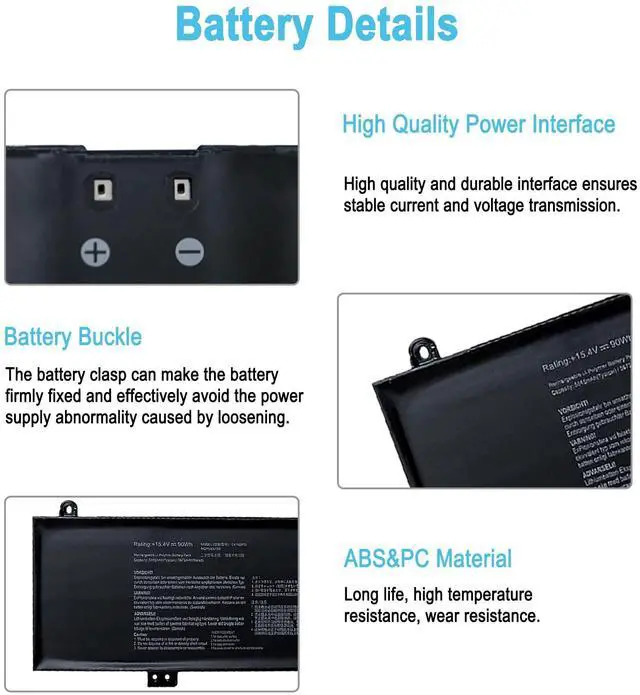 Alt view image 3 of 5 - C41N2013 Replacement Laptop Battery for Asus TUF GAMING A15 FA507 FX507 A17 707 ROG Strix Scar G533 G733 Strix G15 G513 G17 G713 G713PI Zephyrus S17 GX703 / M16 GU603 /G15 GA503 ProArt C41N2013-1