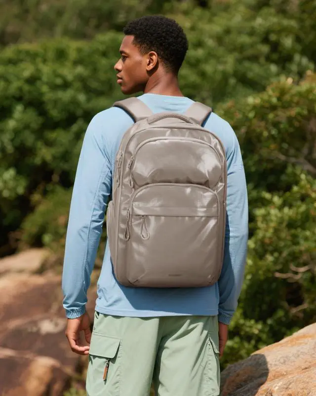 Alt view image 2 of 5 - BAGSMART 30L Travel Backpack, 15.6 Inch Carry On Backpack Flight Approved, Personal Item Travel Bag, Water Resistant Weekender Bag Daypack, Camel