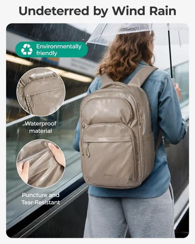 Alt view image 5 of 5 - BAGSMART 30L Travel Backpack, 15.6 Inch Carry On Backpack Flight Approved, Personal Item Travel Bag, Water Resistant Weekender Bag Daypack, Camel