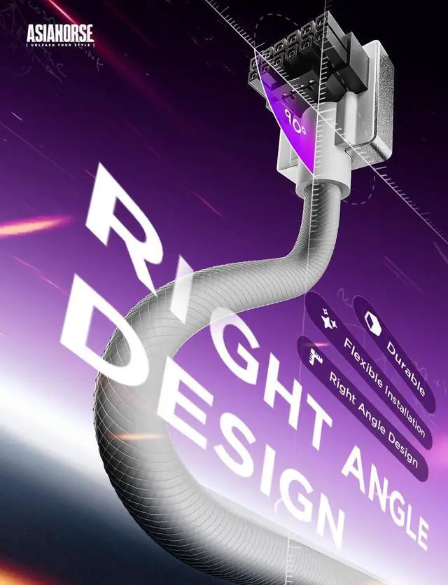 Alt view image 3 of 5 - AsiaHorse Hydrus-16PIN GPU PSU Extension Cable ARGB Light, Copper Wire Motherboard Power Extension Cable Integrated Minimalist Design, 2000W Power (Whole Set), PC Power Cord for RTX 4070, 4080, 4090