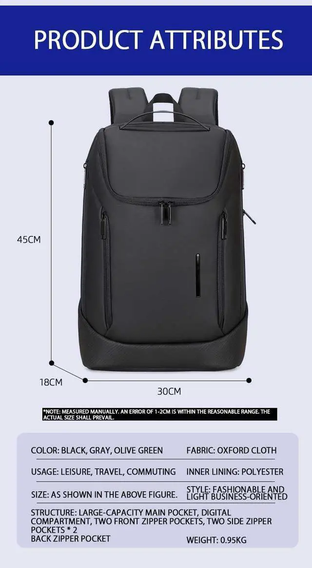 Alt view image 2 of 5 - SAIA TIAN Shockproof Waterproof Laptop Backpack, 17-Inch Anti-Scratch Travel Backpack with Large Storage(Black/Gray/Green) (Black)
