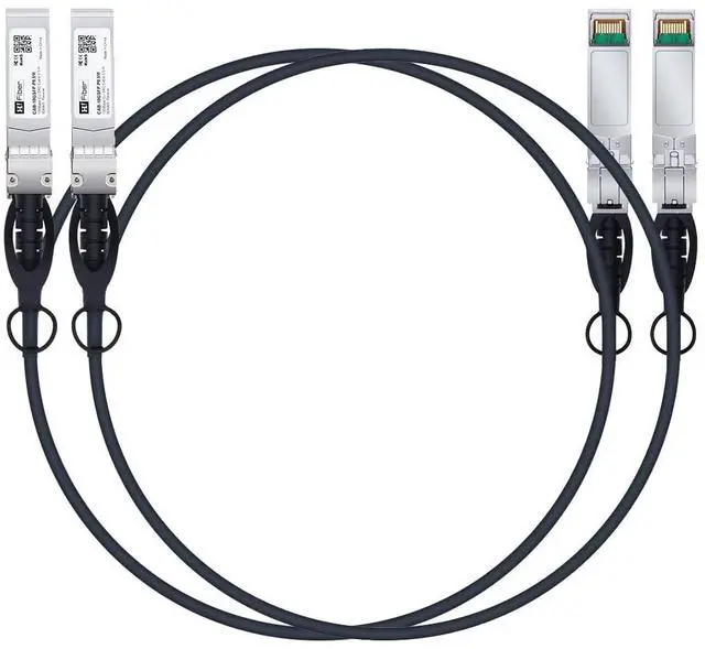 Main image of H!Fiber 2 Pack SFP+ Cable, 10G SFP+ DAC, 1M(3.3ft), Passive Direct Attach Copper Twinax Cable for Cisco SFP-H10GB-CU1M, Ubiquiti UniFi UC-DAC-SFP+, Meraki, Mikrotik, Intel, Fortinet, Netgear