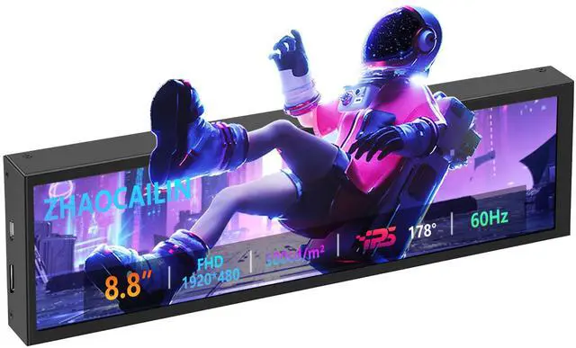 Main image of ZHAOCAILIN 8.8 Inch FHD Computer Secondary Screen IPS 1920x480 LCD Display CPU Temperature Monitor with Casing for Computer Case Temperature Windows Aida64 CPU GPU Monitor