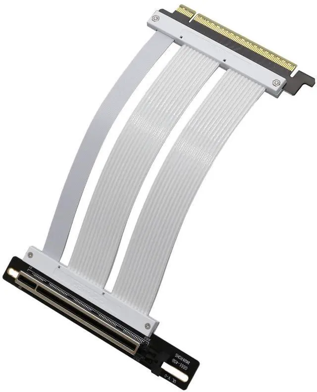 Main image of GIGA-MEGA PCIe X16 GEN5 Right Angle Riser Cable PCIe 4.0 and 5.0 with GPU Vertical Mount Bracket for RTX4090,RTX5090D, RX7900XT, RX9070 ATX (20CM GEN5 White)