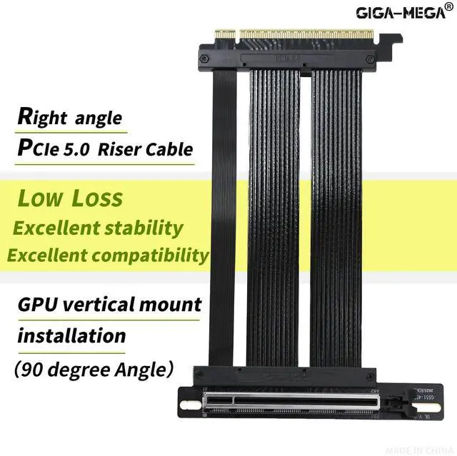 Alt view image 4 of 5 - GIGA-MEGA PCIe X16 GEN5 Right Angle Riser Cable PCIe 4.0 and 5.0 with GPU Vertical Mount Bracket for RTX4090,RTX5090D, RX7900XT, RX9070 ATX (20CM GEN5 White)