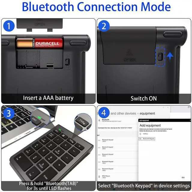 Alt view image 5 of 5 - Bluetooth Number Pad, Wireless Numeric Keypad with 22 Keys - Portable Numpad for Laptop/Desktop/MacBook/Surface Pro/Windows/Android/iOS - Quiet Keys 33ft Range & Ergonomic Design