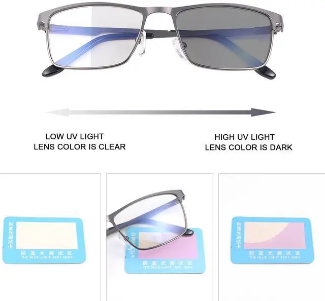 Alt view image 3 of 5 - Vepiant Blue Light Blocking Glasses Photochromic Transition Sunglasses Retro UV Protection Spring Hinge Computer Eyewear for Men Women Anti Glare Smart Tint Full Rim Anti Eyestrain Gaming Eyeglasses