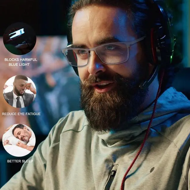 Alt view image 4 of 5 - Vepiant Blue Light Blocking Glasses Photochromic Transition Sunglasses Retro UV Protection Spring Hinge Computer Eyewear for Men Women Anti Glare Smart Tint Full Rim Anti Eyestrain Gaming Eyeglasses