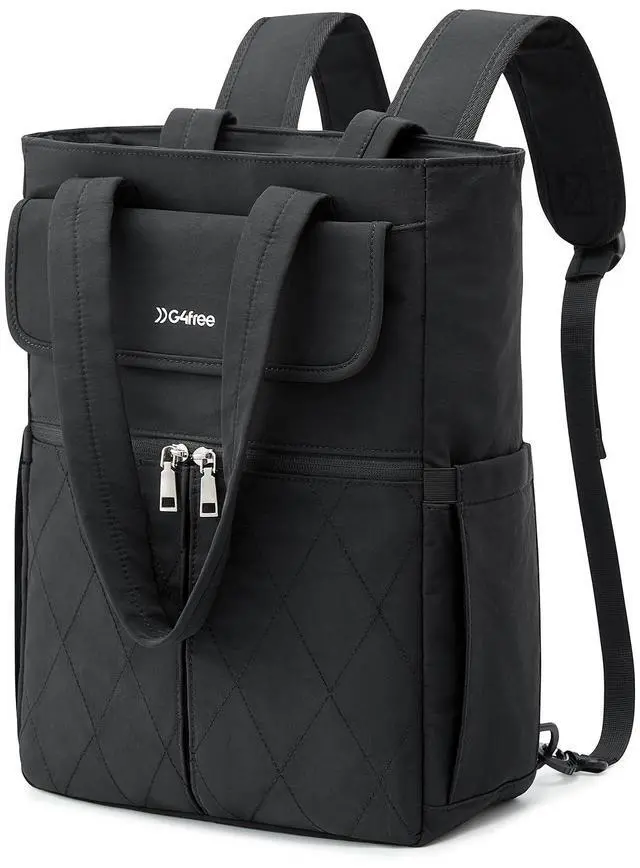 Main image of G4Free 2 in 1 Tote Backpack Fits 15" Laptop, Women Bag Daypack for College, Work, Teacher, Nurse -Black