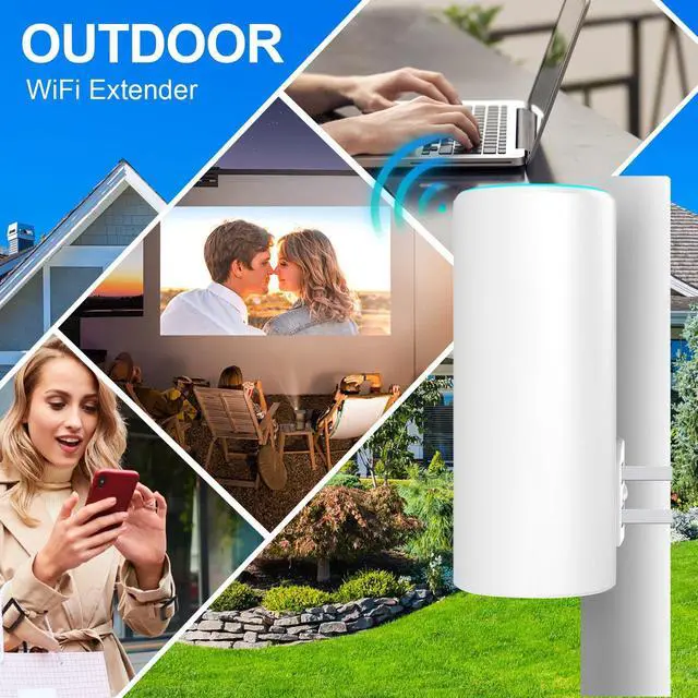 Alt view image 3 of 5 - AC1200 Outdoor WiFi Extender, 2-Minute Quick Pairing, Dual-Band,AP&Repeater,Up to 85 m,65 Devices, One Ethernet Port (RJ45)Home Signal Booster