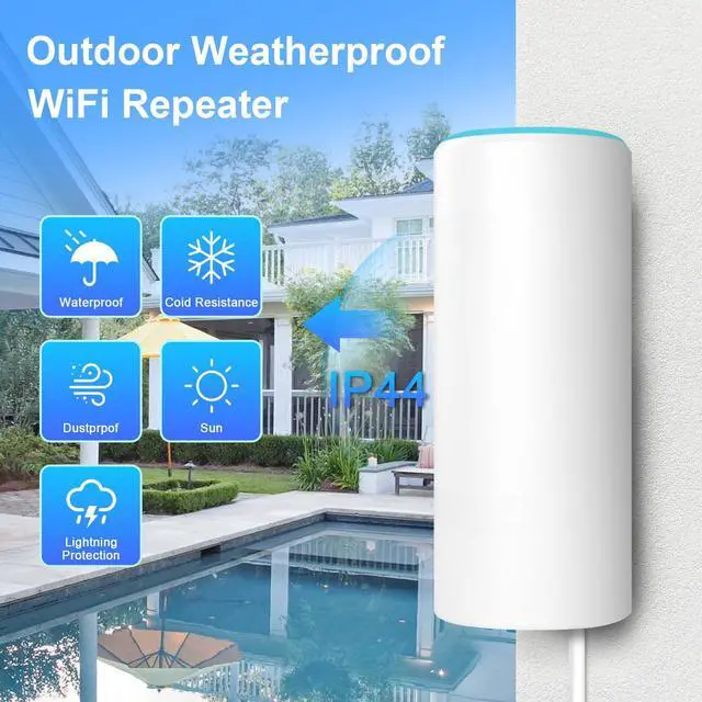 Alt view image 4 of 5 - AC1200 Outdoor WiFi Extender, 2-Minute Quick Pairing, Dual-Band,AP&Repeater,Up to 85 m,65 Devices, One Ethernet Port (RJ45)Home Signal Booster