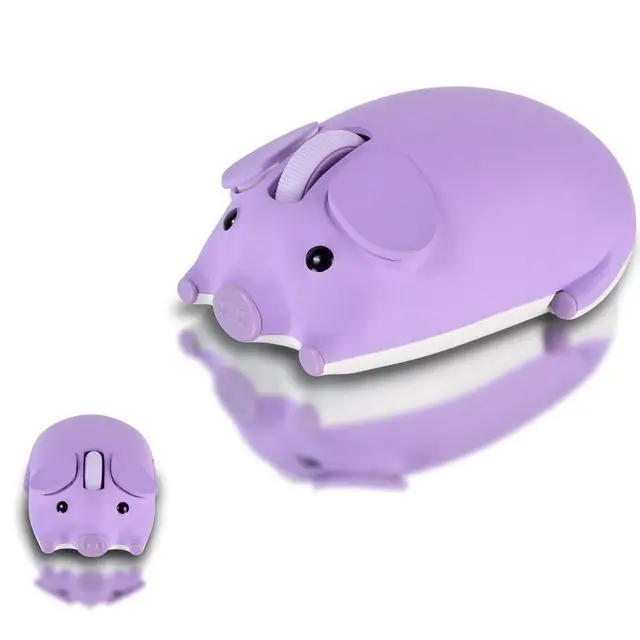 Main image of elec Space Cute Pig Design Wireless Mouse Dual Mode Bluetooth & USB Mouse, Silent Operation, Ergonomic, Perfect for Laptops & PCs, Ideal Gift for Animal Lovers and Family(Purple)