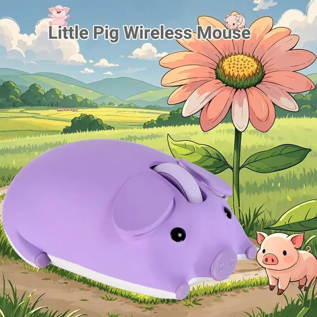 Alt view image 2 of 5 - elec Space Cute Pig Design Wireless Mouse Dual Mode Bluetooth & USB Mouse, Silent Operation, Ergonomic, Perfect for Laptops & PCs, Ideal Gift for Animal Lovers and Family(Purple)