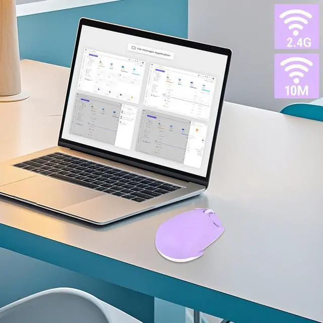 Alt view image 5 of 5 - elec Space Cute Pig Design Wireless Mouse Dual Mode Bluetooth & USB Mouse, Silent Operation, Ergonomic, Perfect for Laptops & PCs, Ideal Gift for Animal Lovers and Family(Purple)