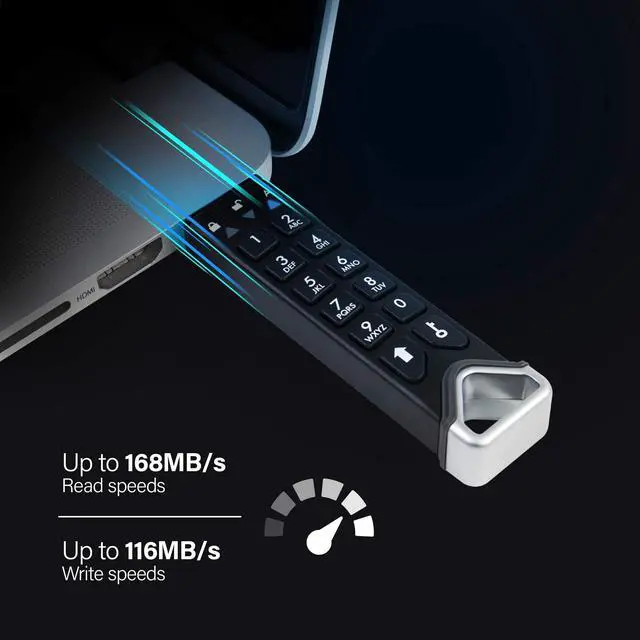 Alt view image 2 of 5 - iStorage datAshur PRO2 512 GB | Secure Flash Drive | FIPS 140-2 Level 3 Certified | Password protected | Dust/Water-Resistant