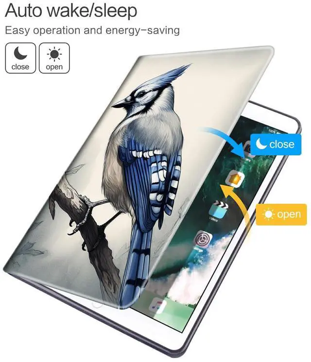 Alt view image 5 of 5 - BFDHGQZC Case for 10.1" Amazon Fire HD 10 Tablet (13th Generation, 2023 Release),Shockproof Fold Stand Protive Cover with Auto Wake/Sleep,Blue Jay Bird