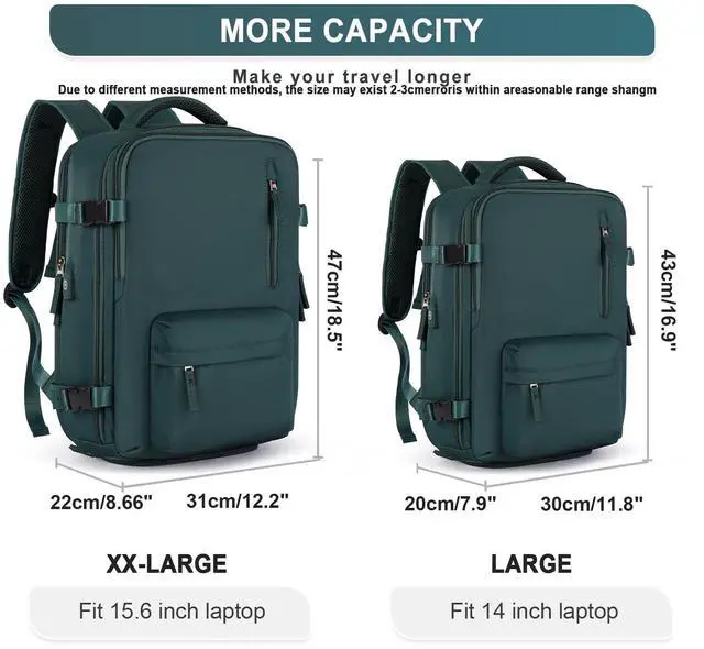 Alt view image 2 of 5 - Large Travel Backpack Women, Carry On Backpack,Hiking Backpack Waterproof Outdoor Sports Rucksack Casual Daypack with USB Charging Port Shoes Compartment, Dark Blue