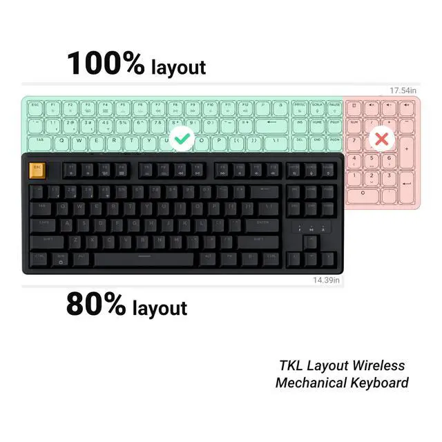 Alt view image 2 of 5 - JamesDonkey J4 Wireless Custom Mechanical Keyboard, 2.4 GHz Bluetooth QMK 80% Layout RGB, Hot-swappable Red Switch Compatible with Mac Windows Linux, 3750mAh Fast Charge Battery for Gaming - Black