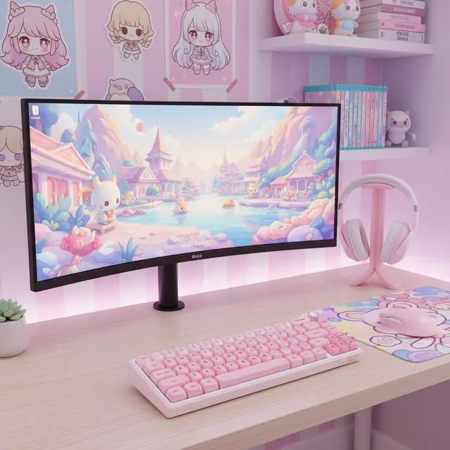 Alt view image 4 of 5 - Hyekit PBT Keycaps MOA Profile Liquid Foundation Cute Keycaps 132 Keys Semi-Translucent Matte Crystalsi Keycap Set for Cherry MX Magnetic Switches Mechanical Keyboard (Pink)