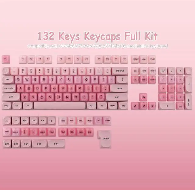 Alt view image 5 of 5 - Hyekit PBT Keycaps MOA Profile Liquid Foundation Cute Keycaps 132 Keys Semi-Translucent Matte Crystalsi Keycap Set for Cherry MX Magnetic Switches Mechanical Keyboard (Pink)