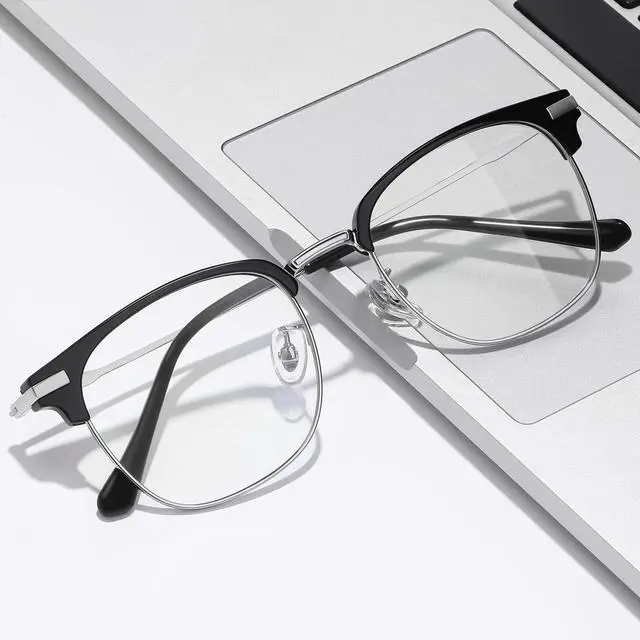 Alt view image 2 of 5 - SooGree Blue Light Blocking Glasses Men Women Anti Blu-Ray Clear Gaming Glasses Half Frame UV 400 Anti Eyestrain Computer (Black Silver)