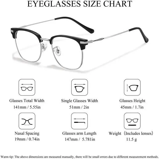 Alt view image 3 of 5 - SooGree Blue Light Blocking Glasses Men Women Anti Blu-Ray Clear Gaming Glasses Half Frame UV 400 Anti Eyestrain Computer (Black Silver)