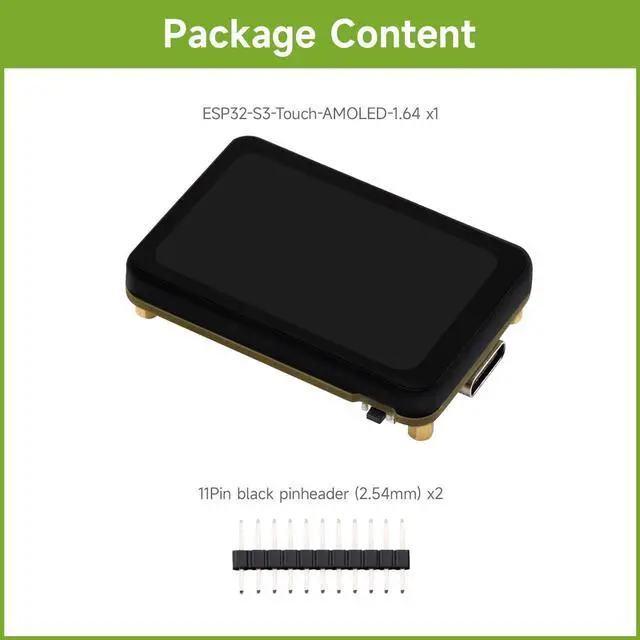 Alt view image 2 of 5 - Waveshare ESP32-S3 1.64inch AMOLED Touch Display Development Board, 280×456, QSPI Interface, 32-bit LX7 Dual-core Processor, Accelerometer & Gyroscope, ESP32 with Display