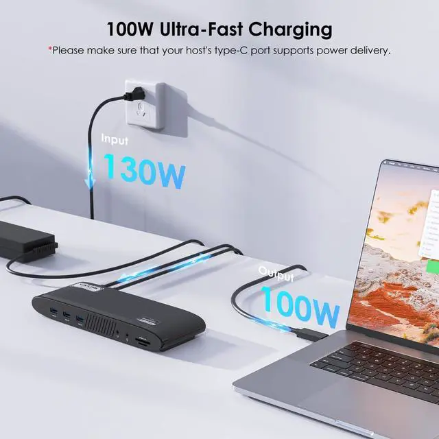 Alt view image 4 of 5 - WAVLINK DisplayLink Docking Station Dual 5K, USB-C Dock for Mac M1/M2/M3/M4 & Windows, 14-in-1 with 100W Laptop Charging, 2 DP/2 HDMI 4K, SD/TF, 5 USB Ports, Ethernet, Audio